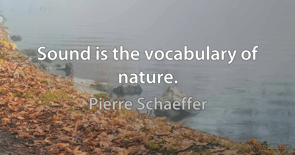 Sound is the vocabulary of nature. (Pierre Schaeffer)