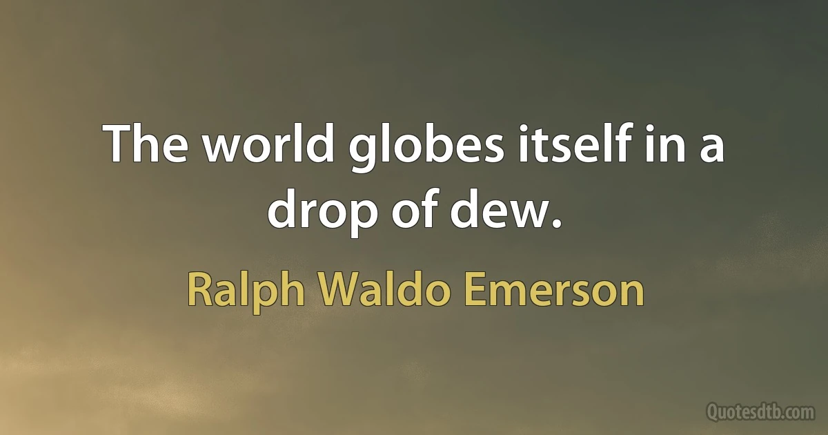 The world globes itself in a drop of dew. (Ralph Waldo Emerson)