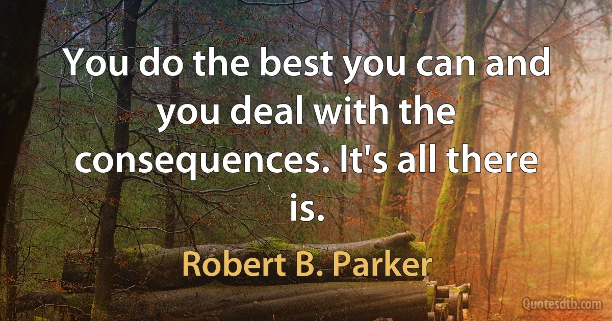 You do the best you can and you deal with the consequences. It's all there is. (Robert B. Parker)