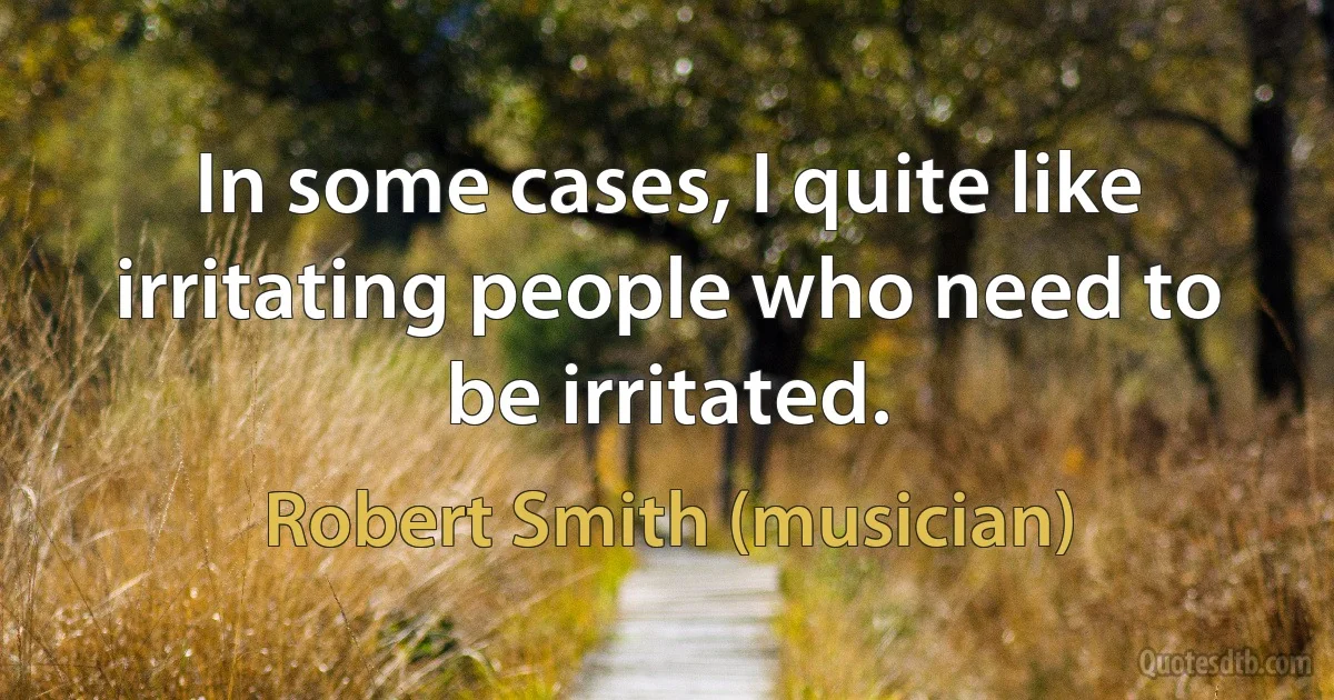 In some cases, I quite like irritating people who need to be irritated. (Robert Smith (musician))