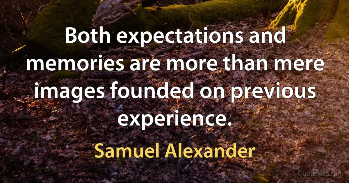 Both expectations and memories are more than mere images founded on previous experience. (Samuel Alexander)