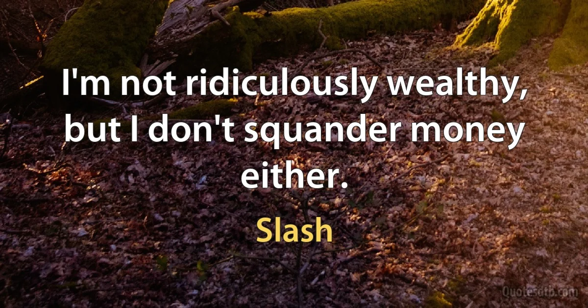 I'm not ridiculously wealthy, but I don't squander money either. (Slash)