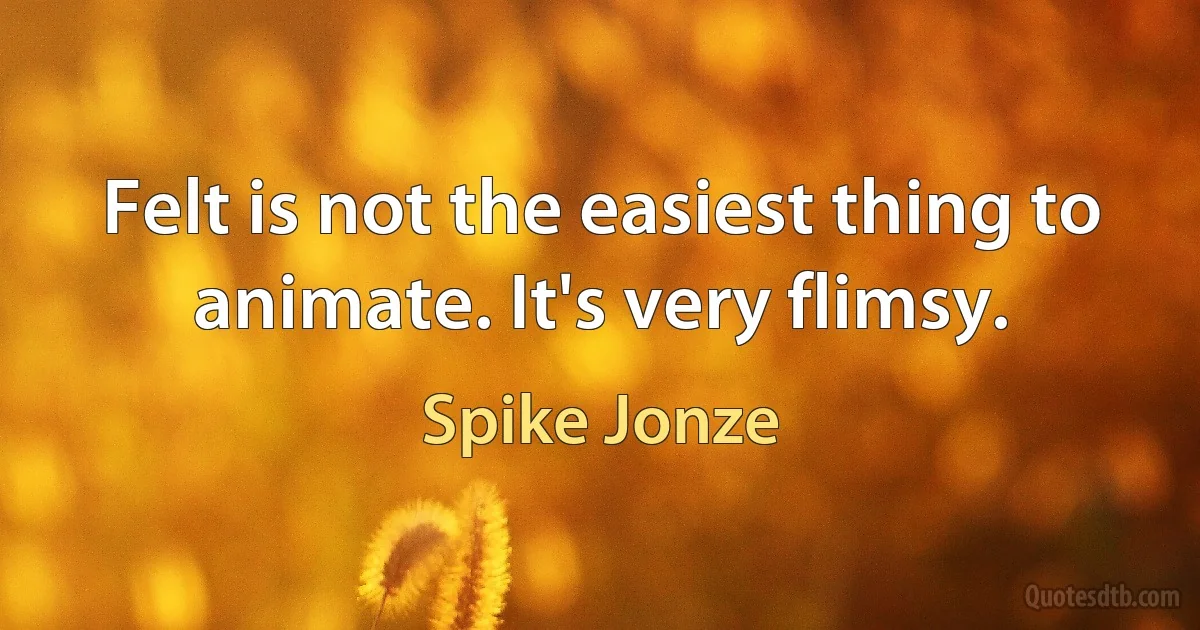 Felt is not the easiest thing to animate. It's very flimsy. (Spike Jonze)