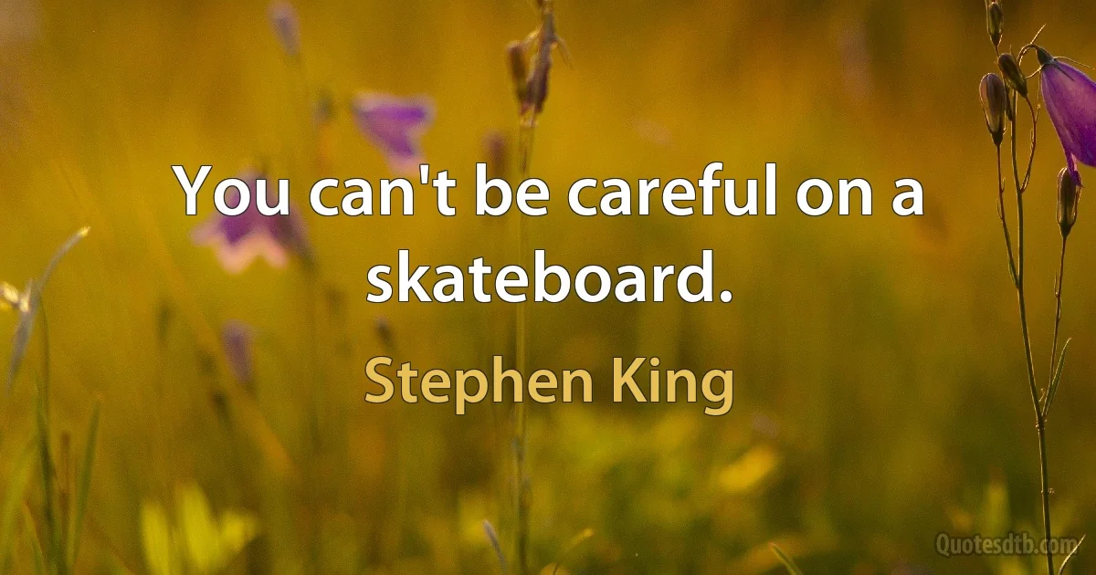 You can't be careful on a skateboard. (Stephen King)