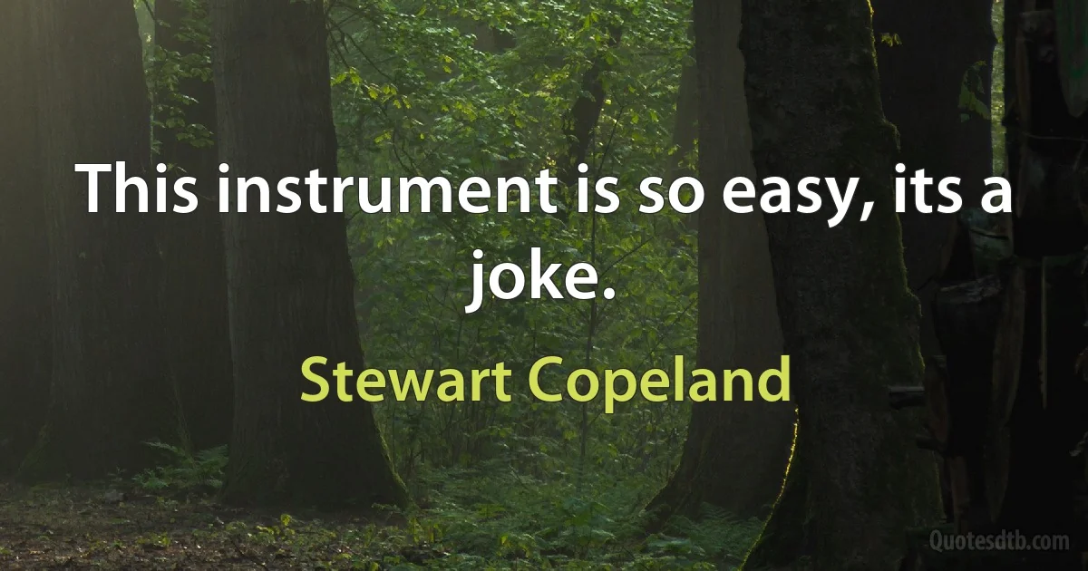 This instrument is so easy, its a joke. (Stewart Copeland)