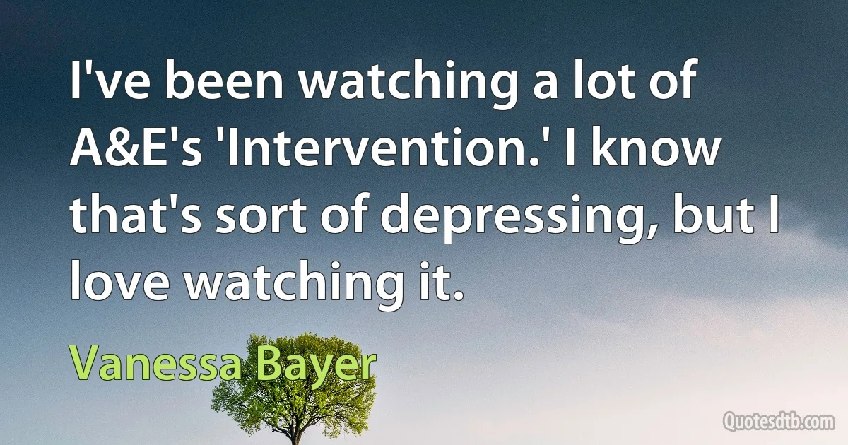 I've been watching a lot of A&E's 'Intervention.' I know that's sort of depressing, but I love watching it. (Vanessa Bayer)