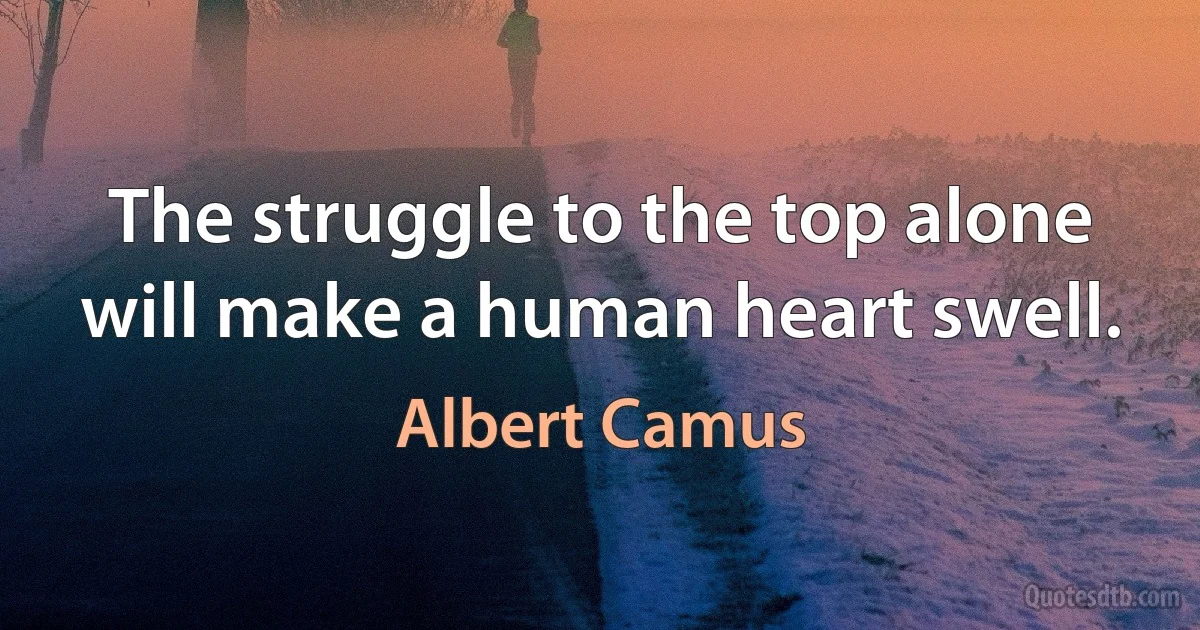 The struggle to the top alone will make a human heart swell. (Albert Camus)