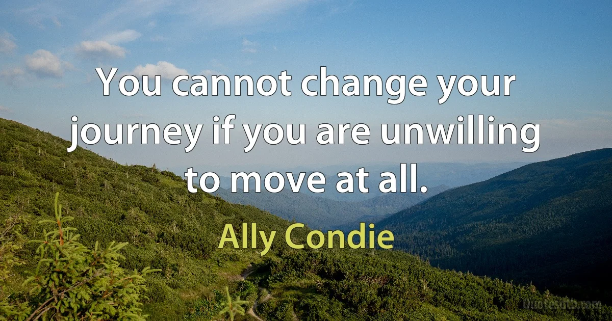 You cannot change your journey if you are unwilling to move at all. (Ally Condie)