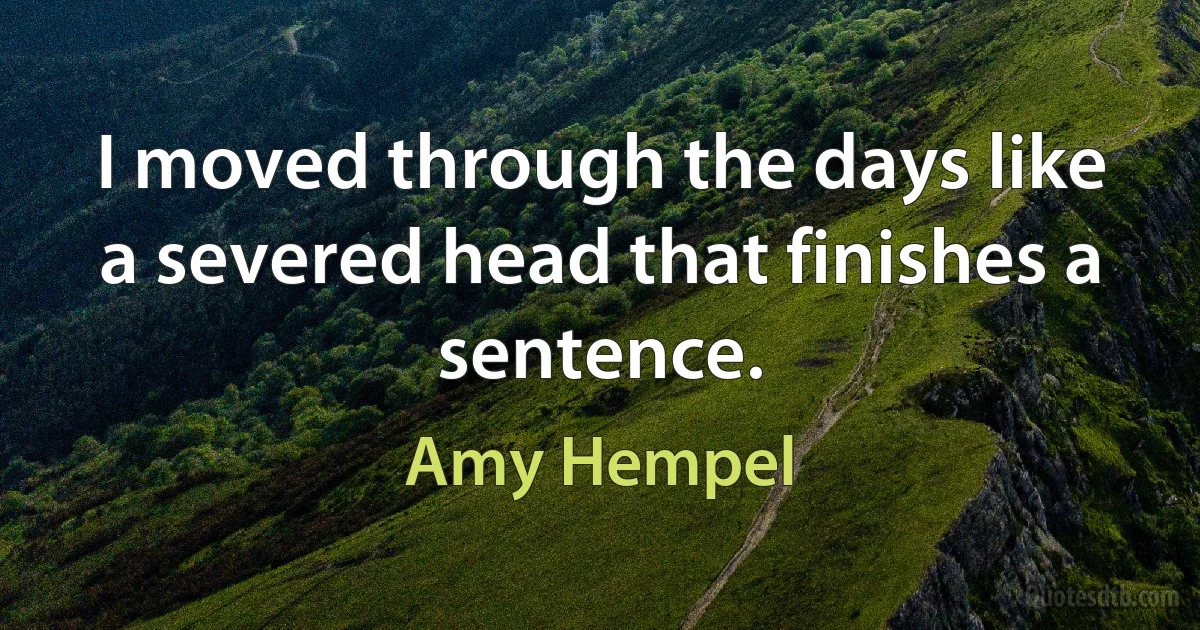 I moved through the days like a severed head that finishes a sentence. (Amy Hempel)