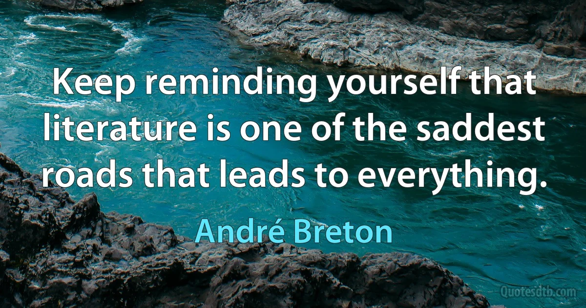 Keep reminding yourself that literature is one of the saddest roads that leads to everything. (André Breton)