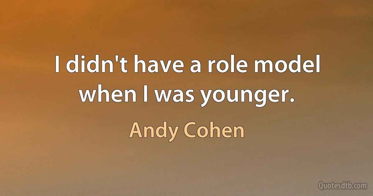 I didn't have a role model when I was younger. (Andy Cohen)