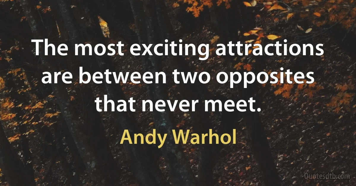 The most exciting attractions are between two opposites that never meet. (Andy Warhol)