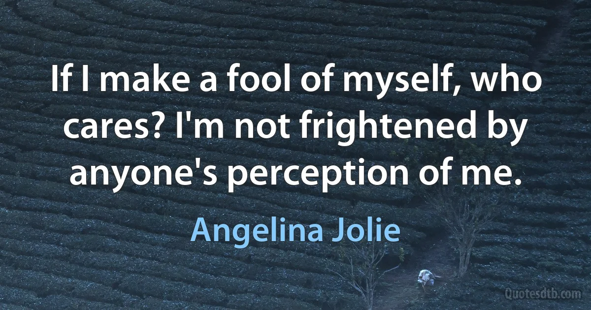 If I make a fool of myself, who cares? I'm not frightened by anyone's perception of me. (Angelina Jolie)