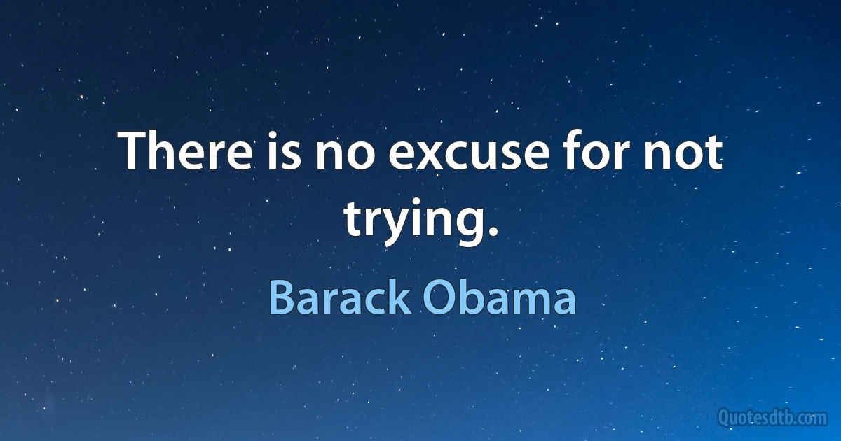 There is no excuse for not trying. (Barack Obama)