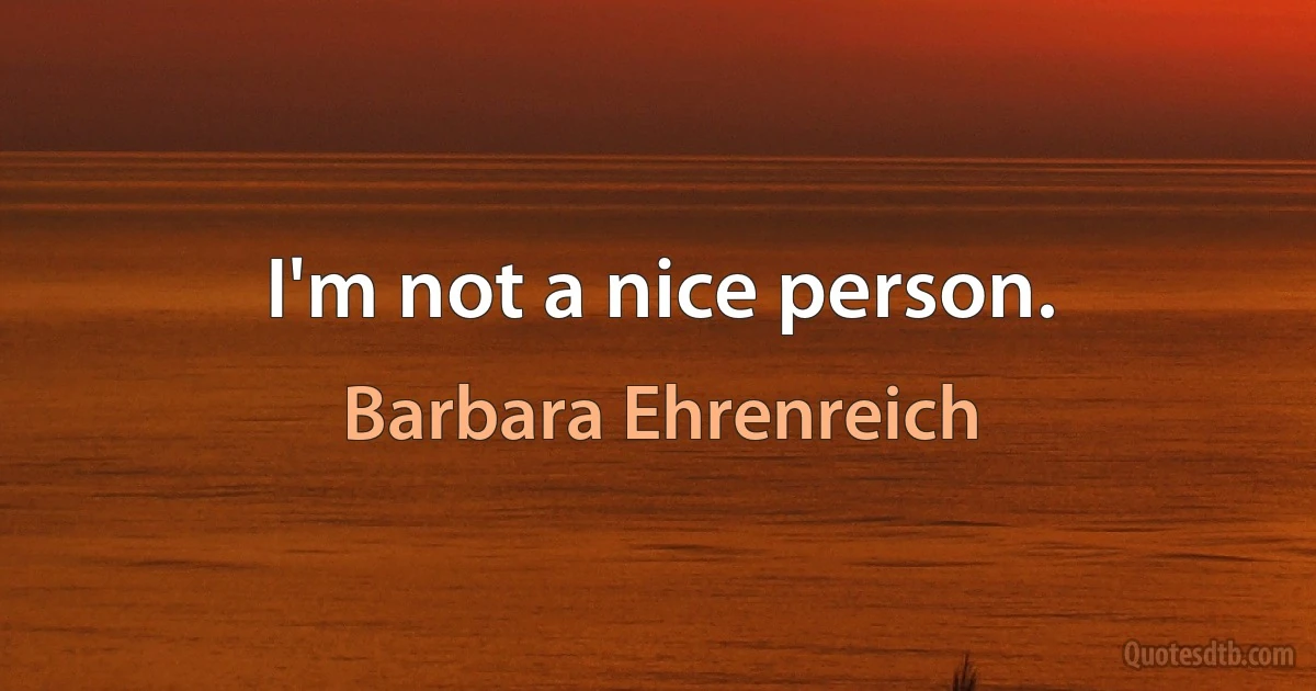 I'm not a nice person. (Barbara Ehrenreich)