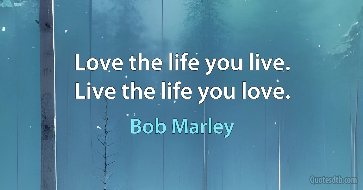 Love the life you live.
Live the life you love. (Bob Marley)