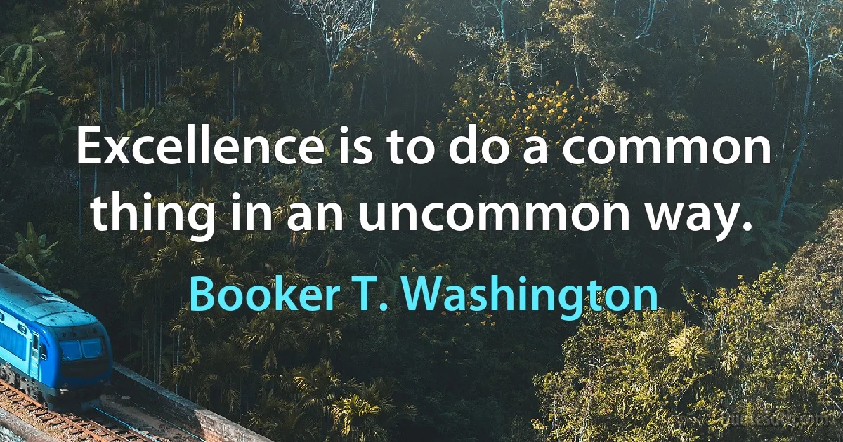 Excellence is to do a common thing in an uncommon way. (Booker T. Washington)