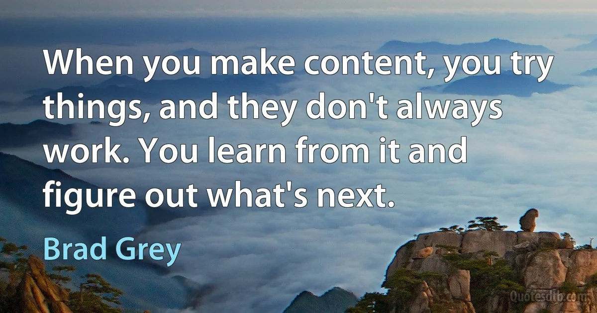 When you make content, you try things, and they don't always work. You learn from it and figure out what's next. (Brad Grey)