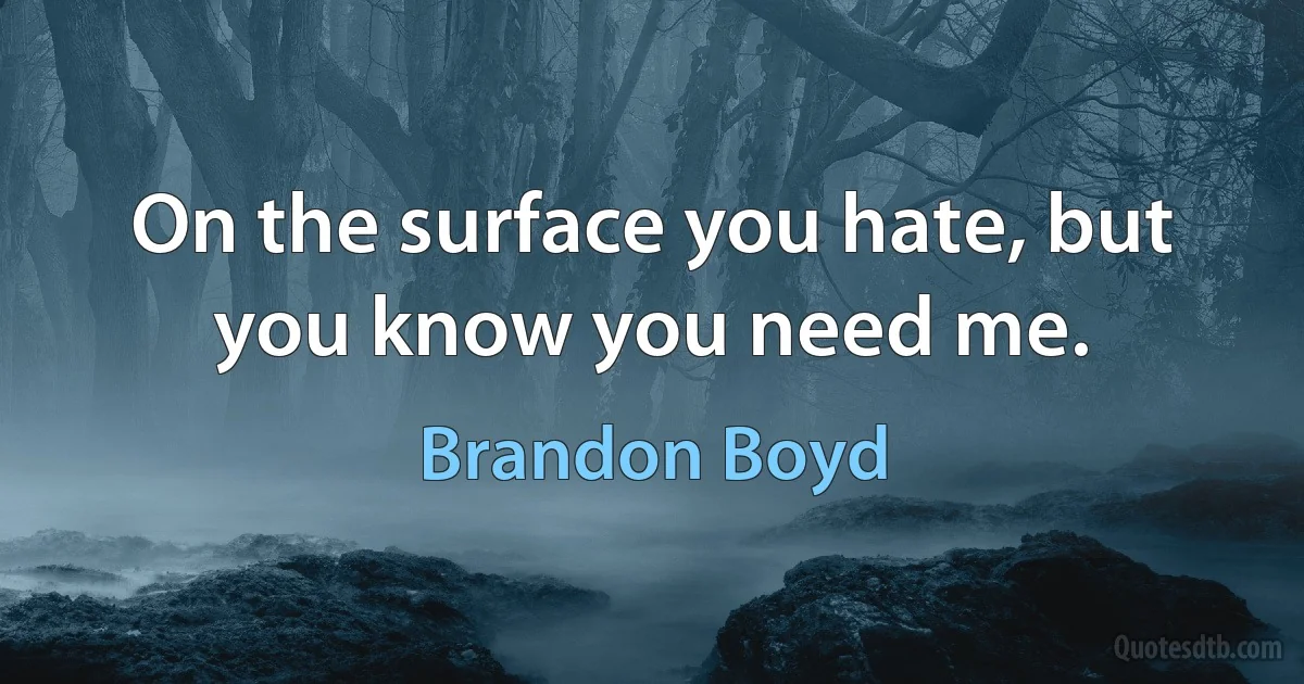 On the surface you hate, but you know you need me. (Brandon Boyd)