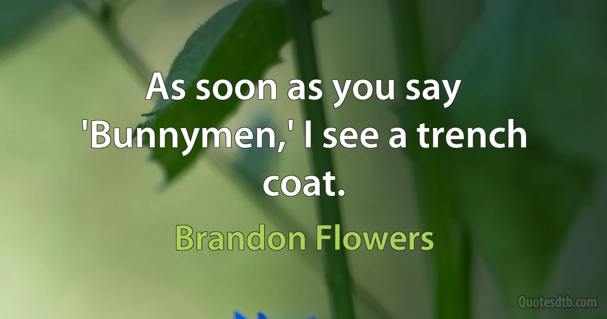 As soon as you say 'Bunnymen,' I see a trench coat. (Brandon Flowers)