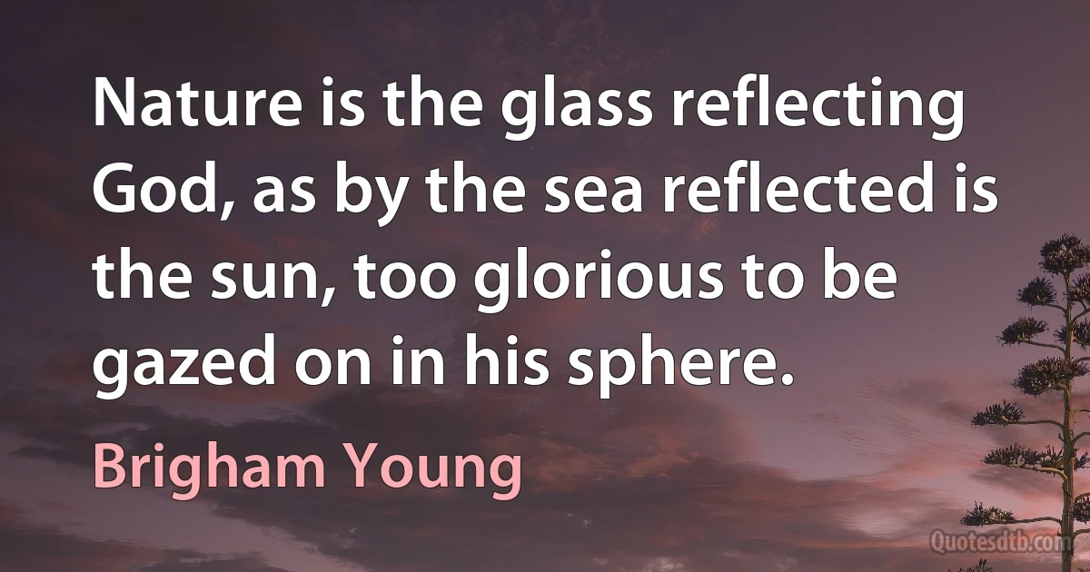 Nature is the glass reflecting God, as by the sea reflected is the sun, too glorious to be gazed on in his sphere. (Brigham Young)