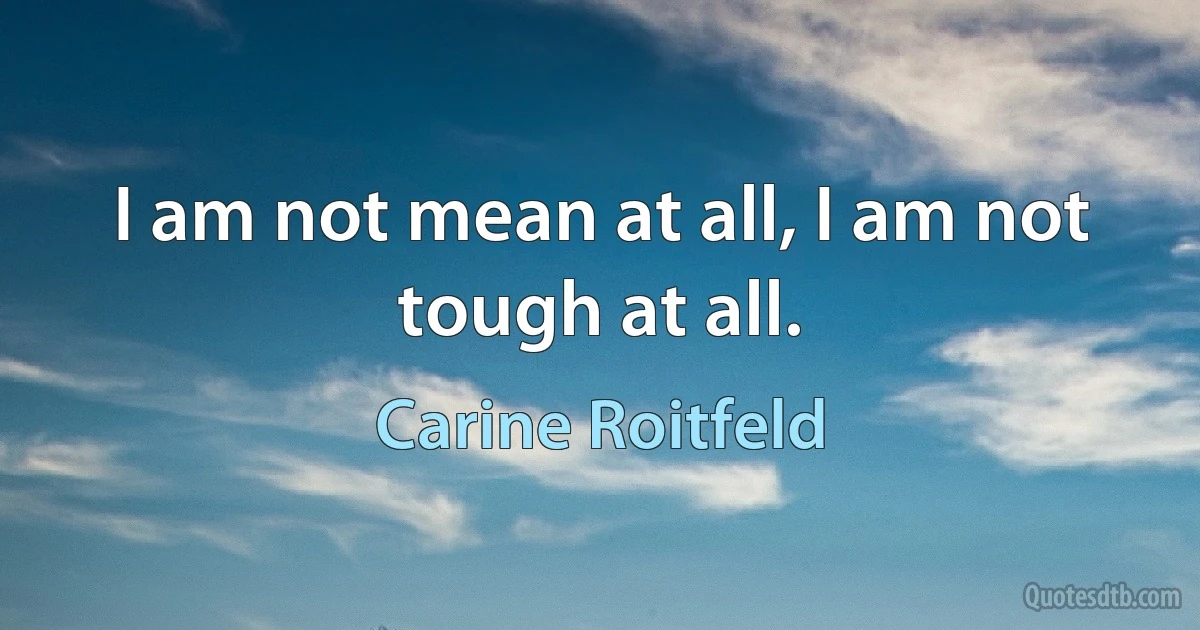 I am not mean at all, I am not tough at all. (Carine Roitfeld)