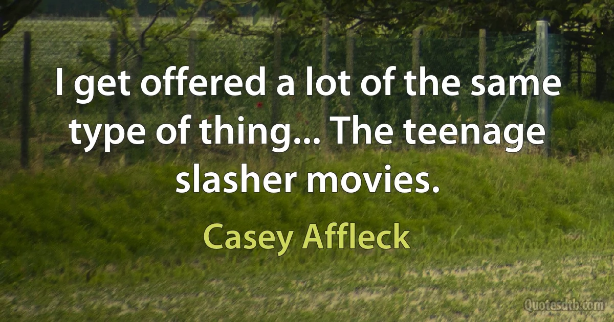 I get offered a lot of the same type of thing... The teenage slasher movies. (Casey Affleck)