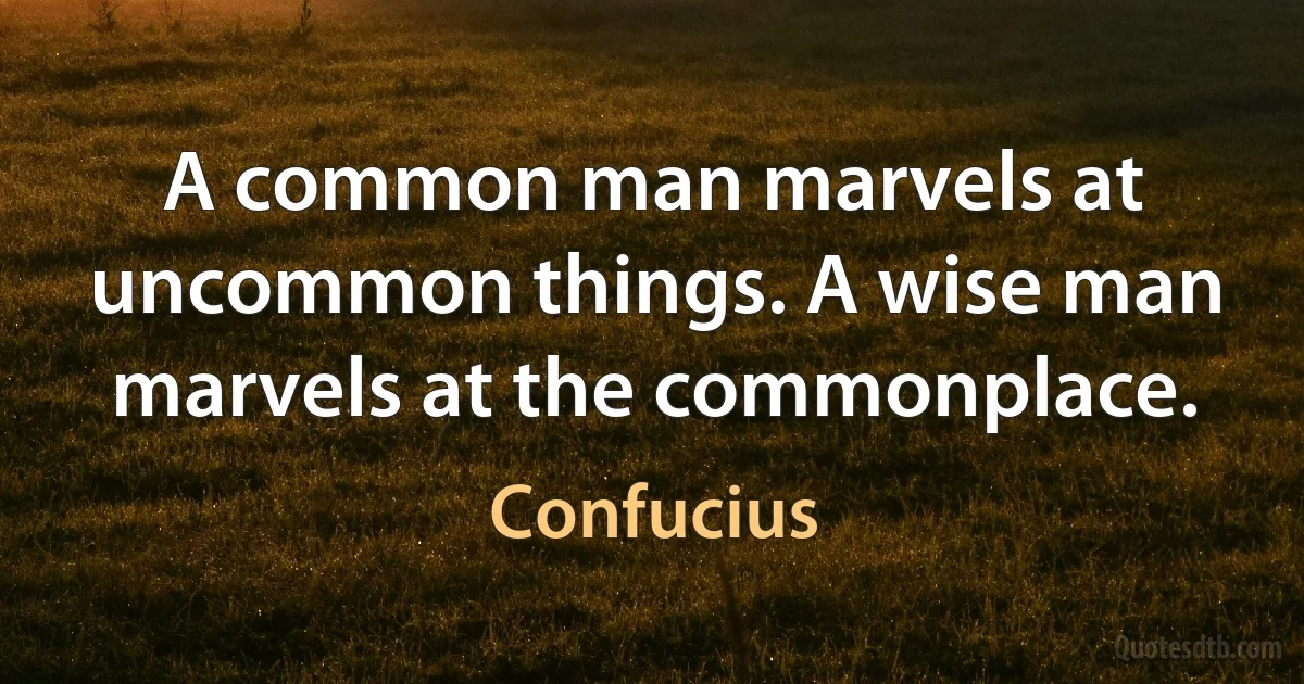 A common man marvels at uncommon things. A wise man marvels at the commonplace. (Confucius)