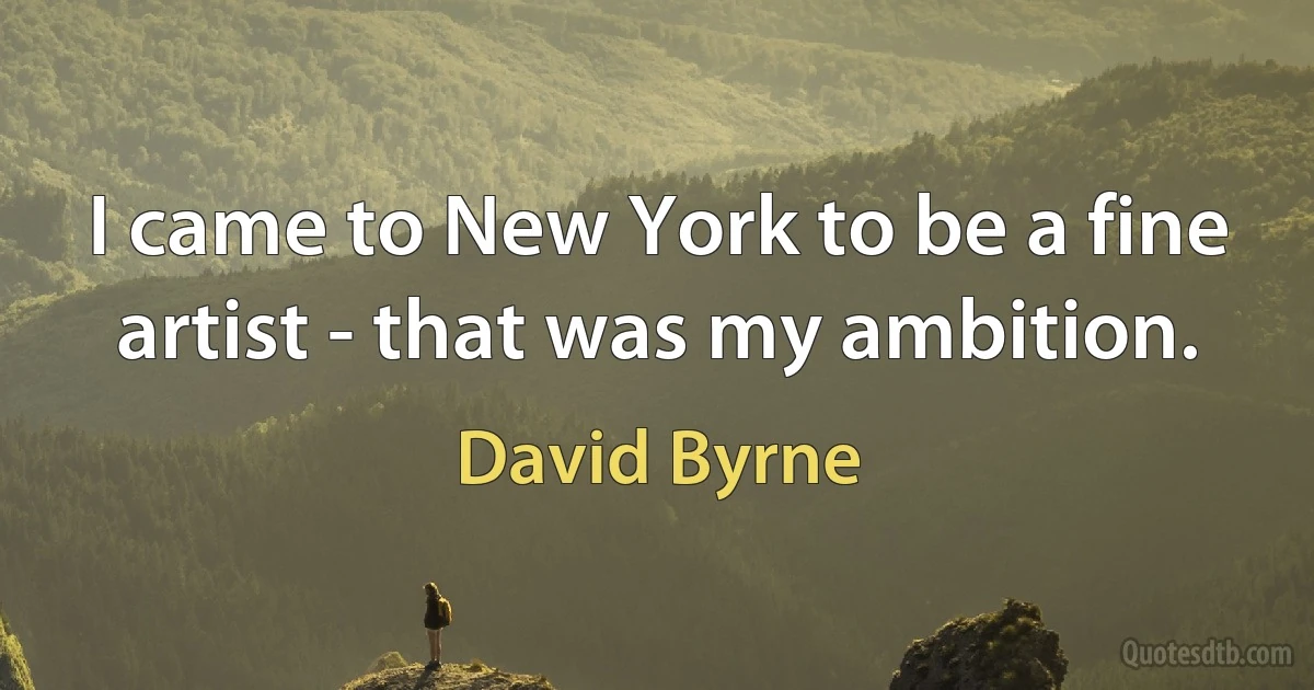 I came to New York to be a fine artist - that was my ambition. (David Byrne)