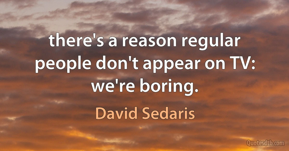 there's a reason regular people don't appear on TV: we're boring. (David Sedaris)