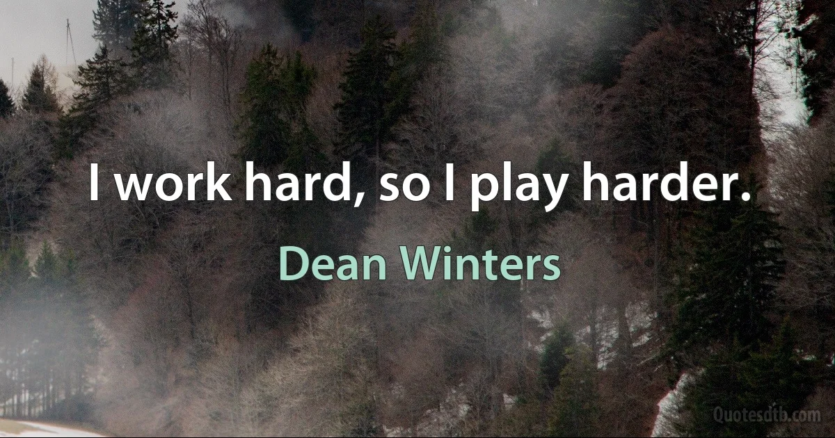 I work hard, so I play harder. (Dean Winters)