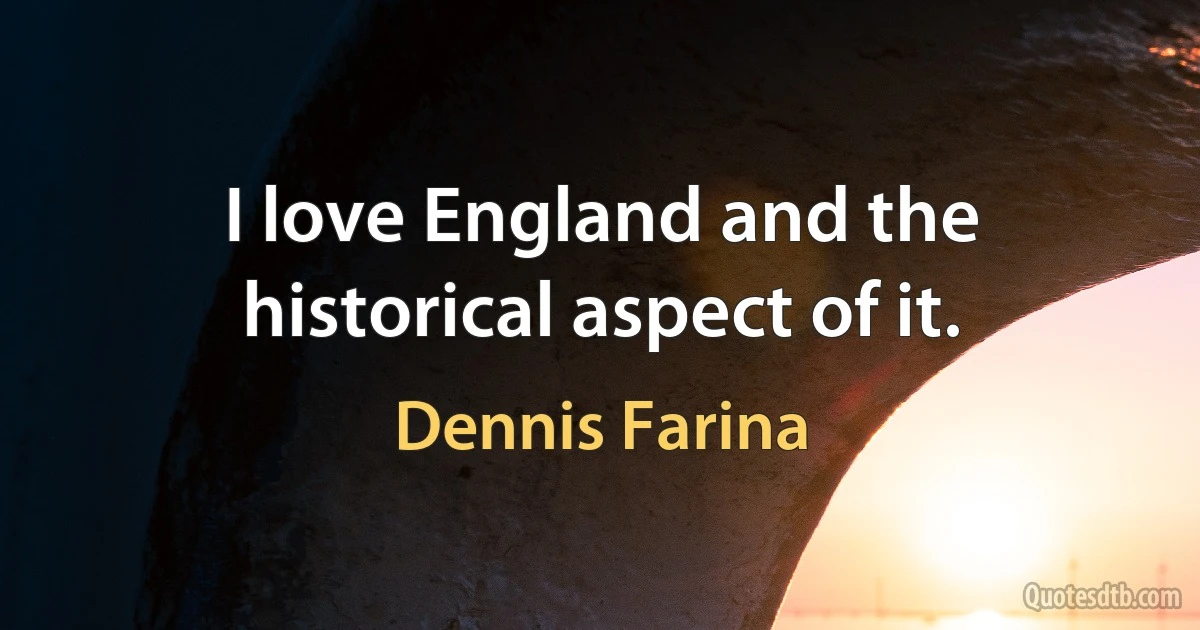 I love England and the historical aspect of it. (Dennis Farina)