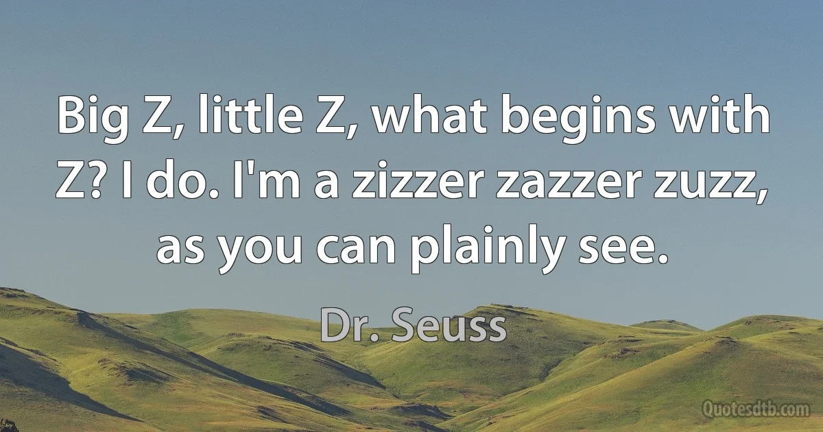 Big Z, little Z, what begins with Z? I do. I'm a zizzer zazzer zuzz, as you can plainly see. (Dr. Seuss)