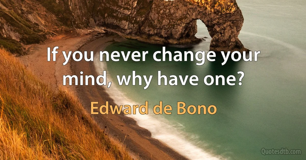 If you never change your mind, why have one? (Edward de Bono)