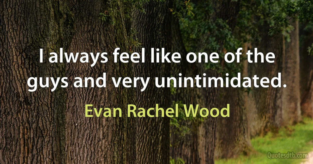 I always feel like one of the guys and very unintimidated. (Evan Rachel Wood)