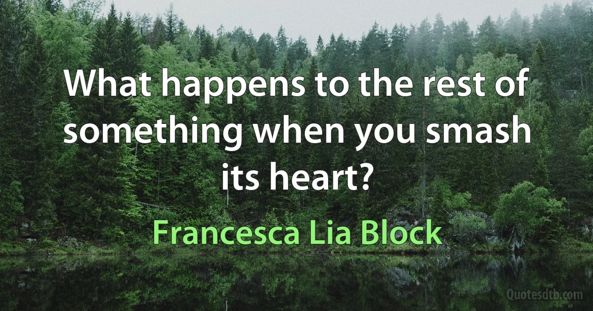 What happens to the rest of something when you smash its heart? (Francesca Lia Block)