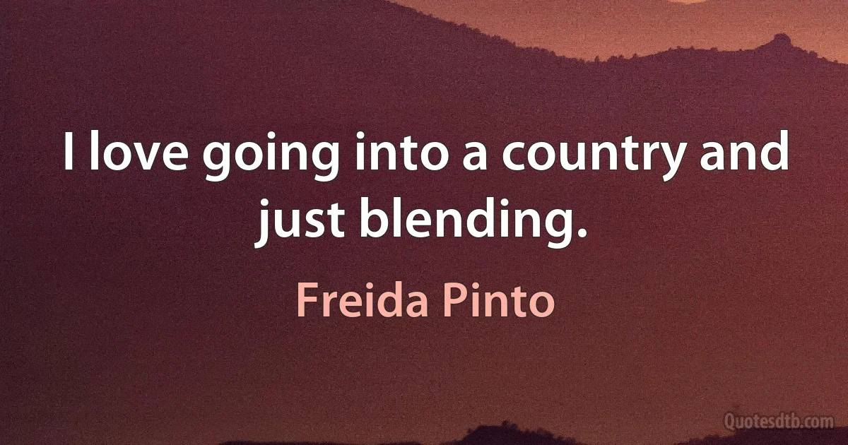 I love going into a country and just blending. (Freida Pinto)