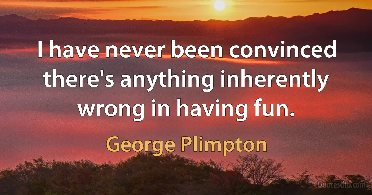 I have never been convinced there's anything inherently wrong in having fun. (George Plimpton)