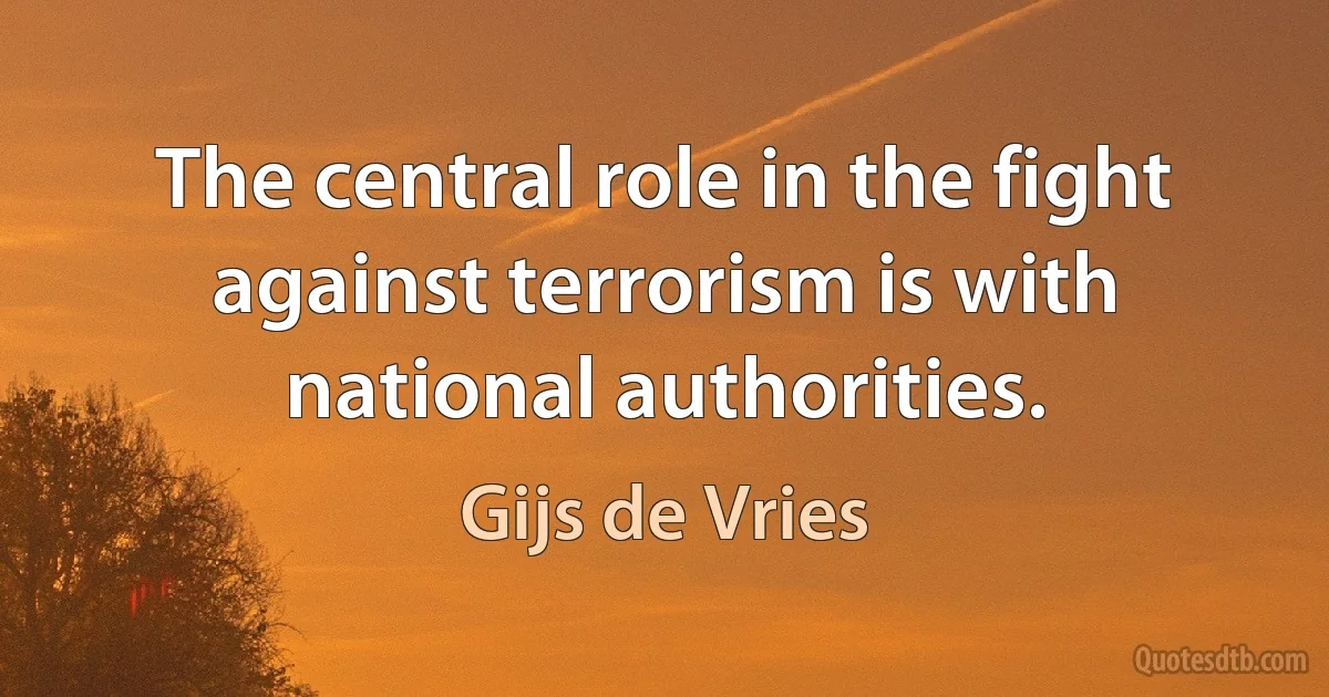 The central role in the fight against terrorism is with national authorities. (Gijs de Vries)