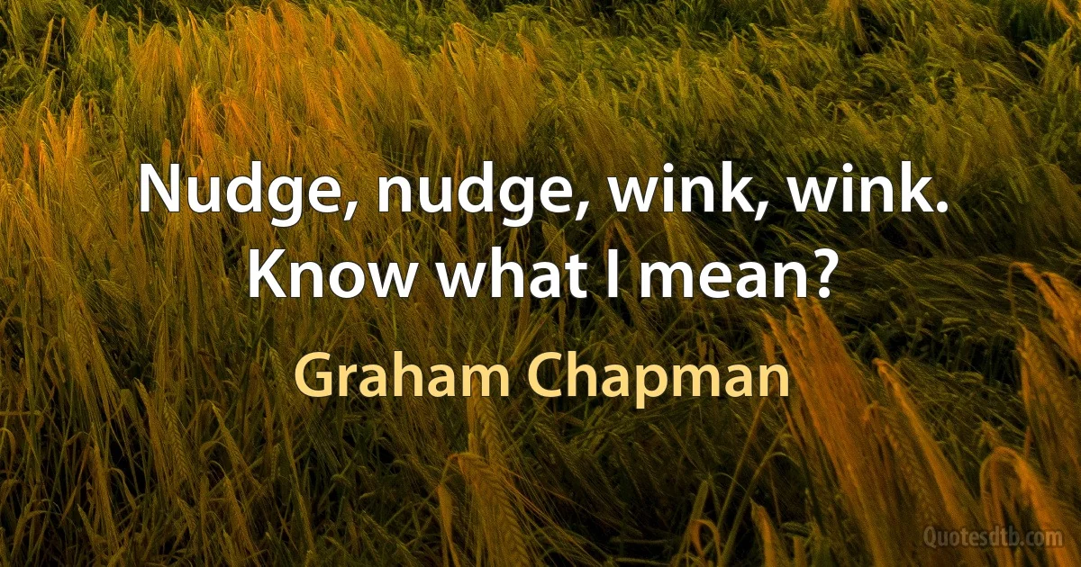 Nudge, nudge, wink, wink. Know what I mean? (Graham Chapman)