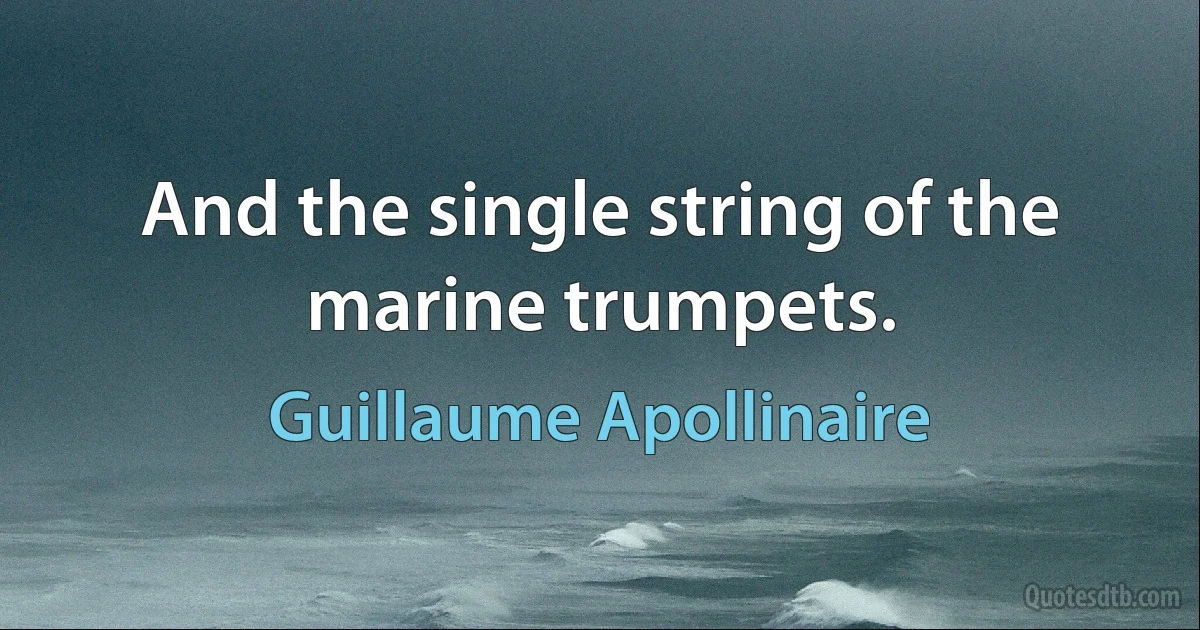 And the single string of the marine trumpets. (Guillaume Apollinaire)