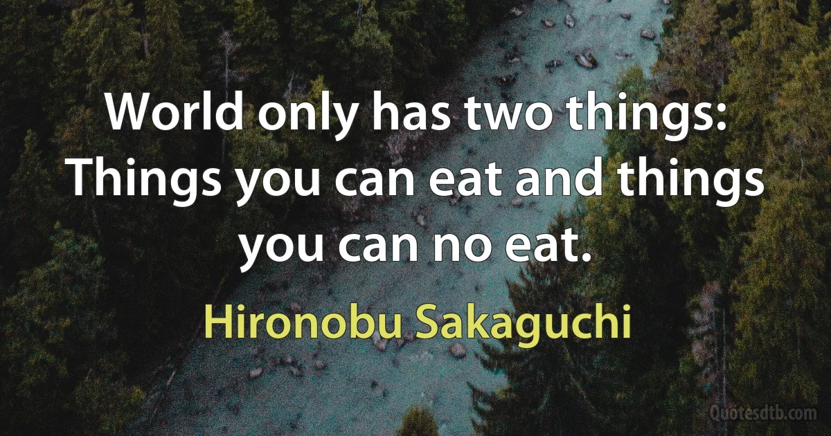 World only has two things: Things you can eat and things you can no eat. (Hironobu Sakaguchi)