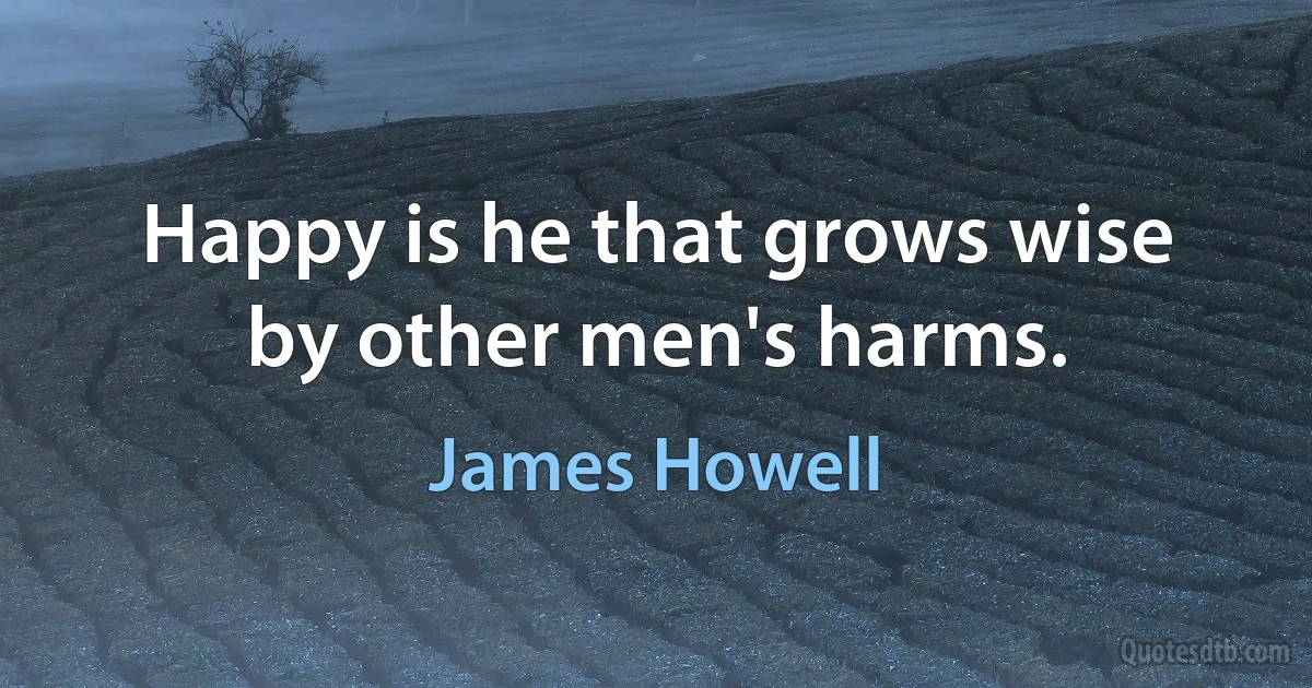 Happy is he that grows wise by other men's harms. (James Howell)