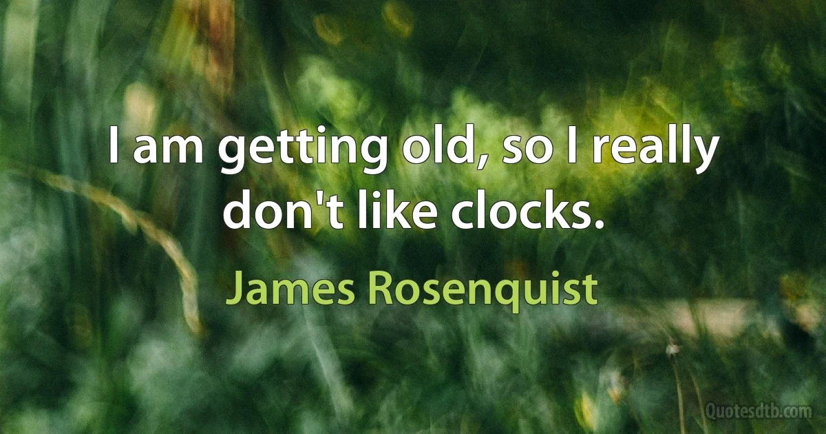 I am getting old, so I really don't like clocks. (James Rosenquist)