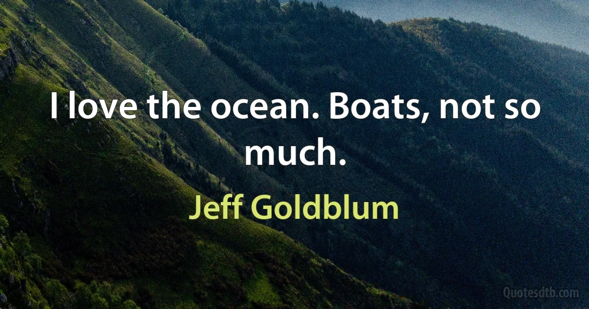 I love the ocean. Boats, not so much. (Jeff Goldblum)