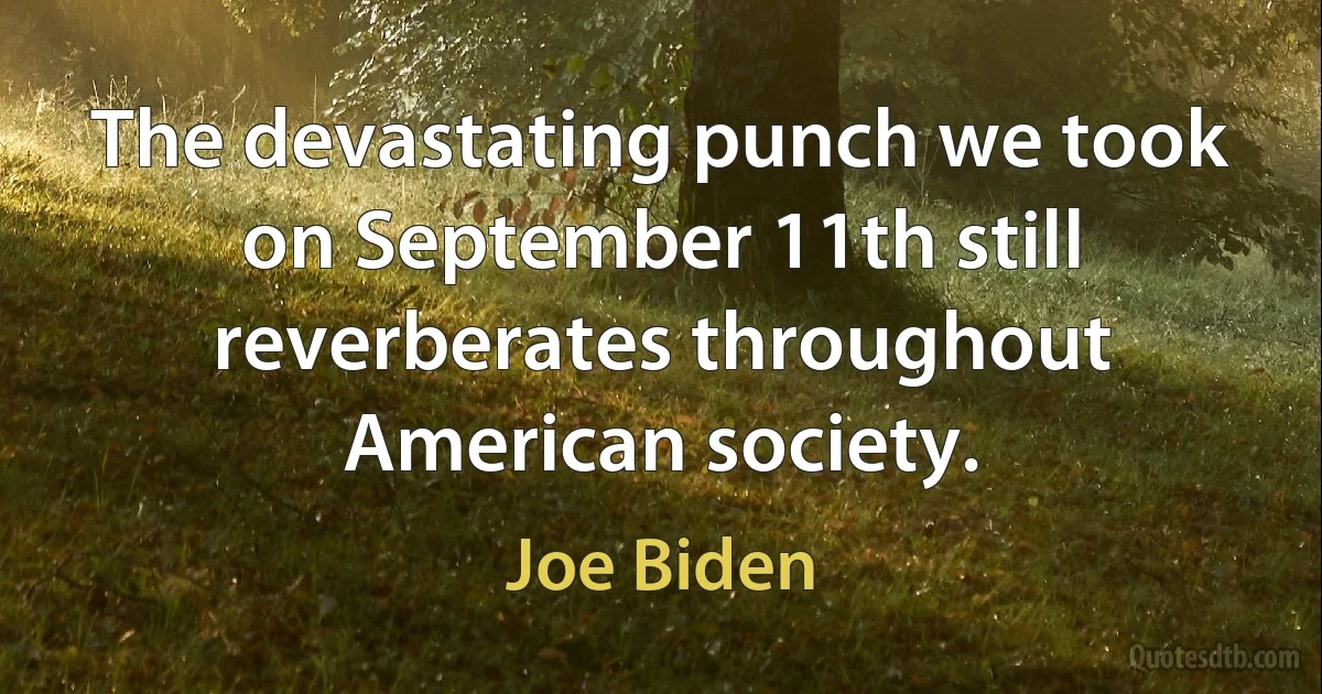 The devastating punch we took on September 11th still reverberates throughout American society. (Joe Biden)