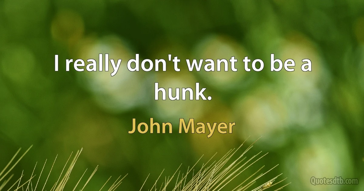 I really don't want to be a hunk. (John Mayer)