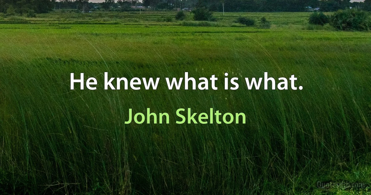 He knew what is what. (John Skelton)