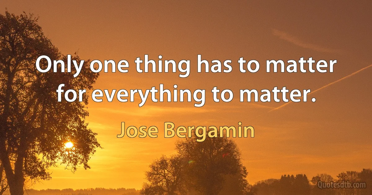 Only one thing has to matter for everything to matter. (Jose Bergamin)