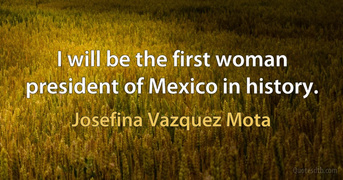 I will be the first woman president of Mexico in history. (Josefina Vazquez Mota)